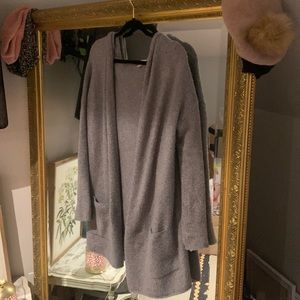 BP Long length gray hooded cardigan